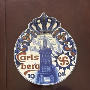 Carlsberg Brewery 1908 Aluminia‎ Royal Copenhagen Antique Advertising Wall Plate